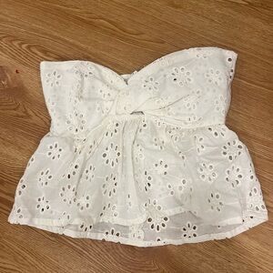 White Eyelet Strapless Top